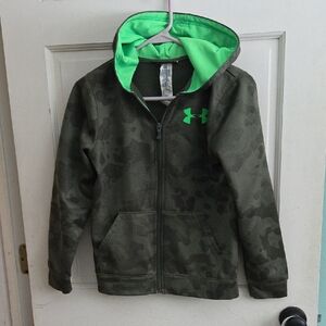 Under Armour Kids Hoodie - Dark Green Camo with Neon Green